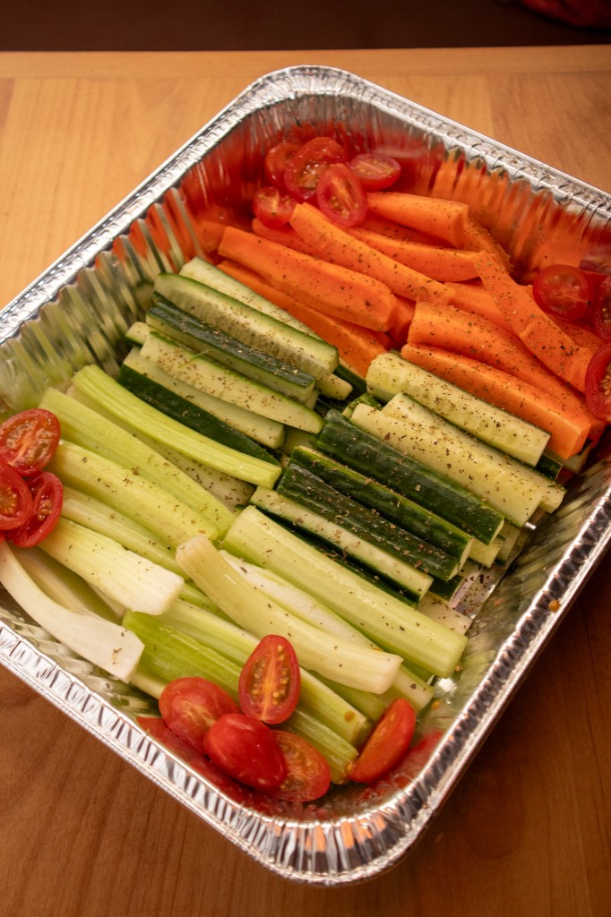 Catering tray of fresh vegetable crudité